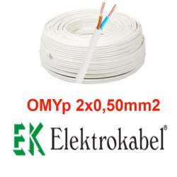 Elektrokabel OMYp 2x0,5mm2 biały 100m H03VVH2-F kabel przewód płaski 300/300V
