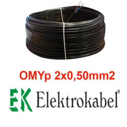 Elektrokabel OMYp 2x0,5mm2 czarny 100m H03VVH2-F kabel przewód płaski 300/300V